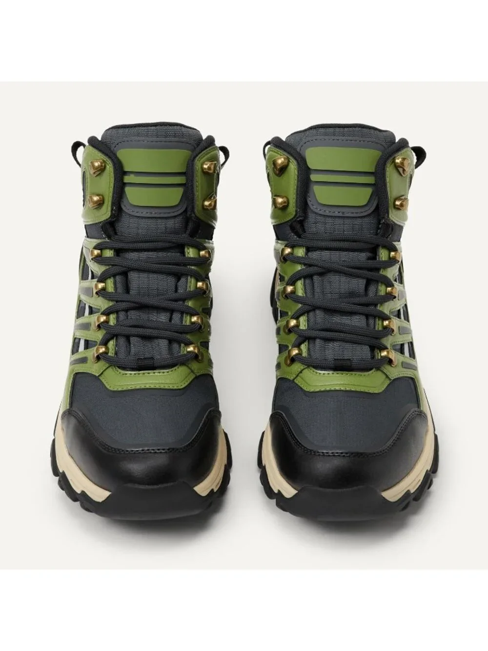 Men's Grey Olive Waterproof Shoes Casual High Top Round Toe Non Slip Hiking Boot